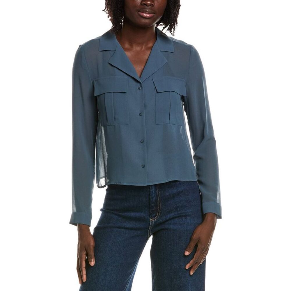 T Tahari Womens  Cropped Utility Top, Blue